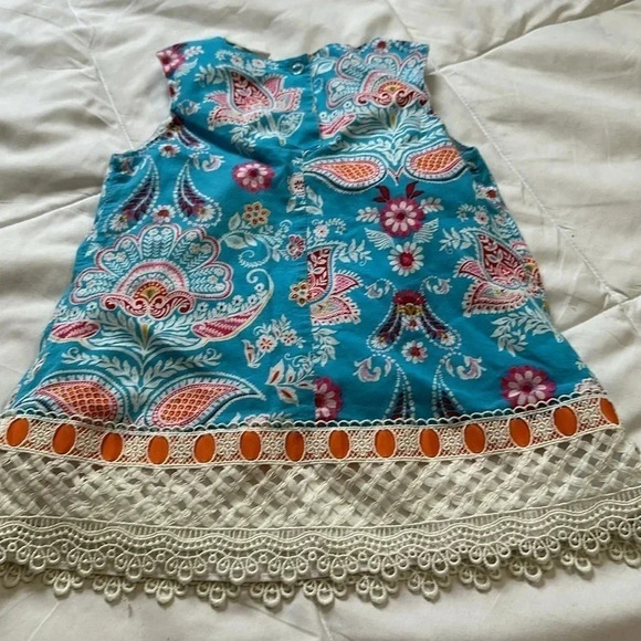 Counting Daisies Aqua Orange Paisley Print Sleeveless Dress Size Girls 3T - Picture 4 of 5